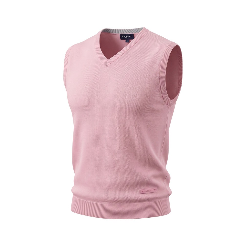 Preppy Vintage Burberry Golf Pink Cotton Sweater Vest V Neck Large